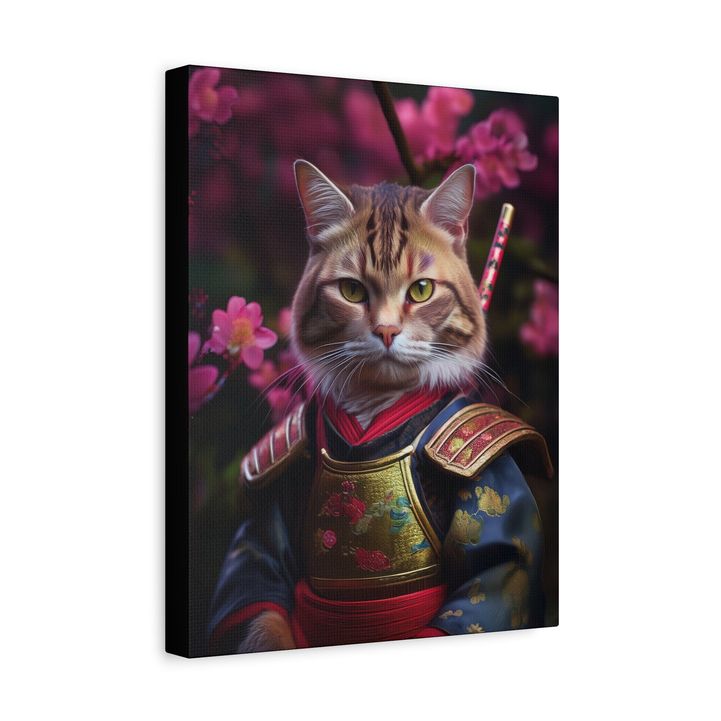 Samurai Meowster Canvas Art | Stretched Matte Wall Decor