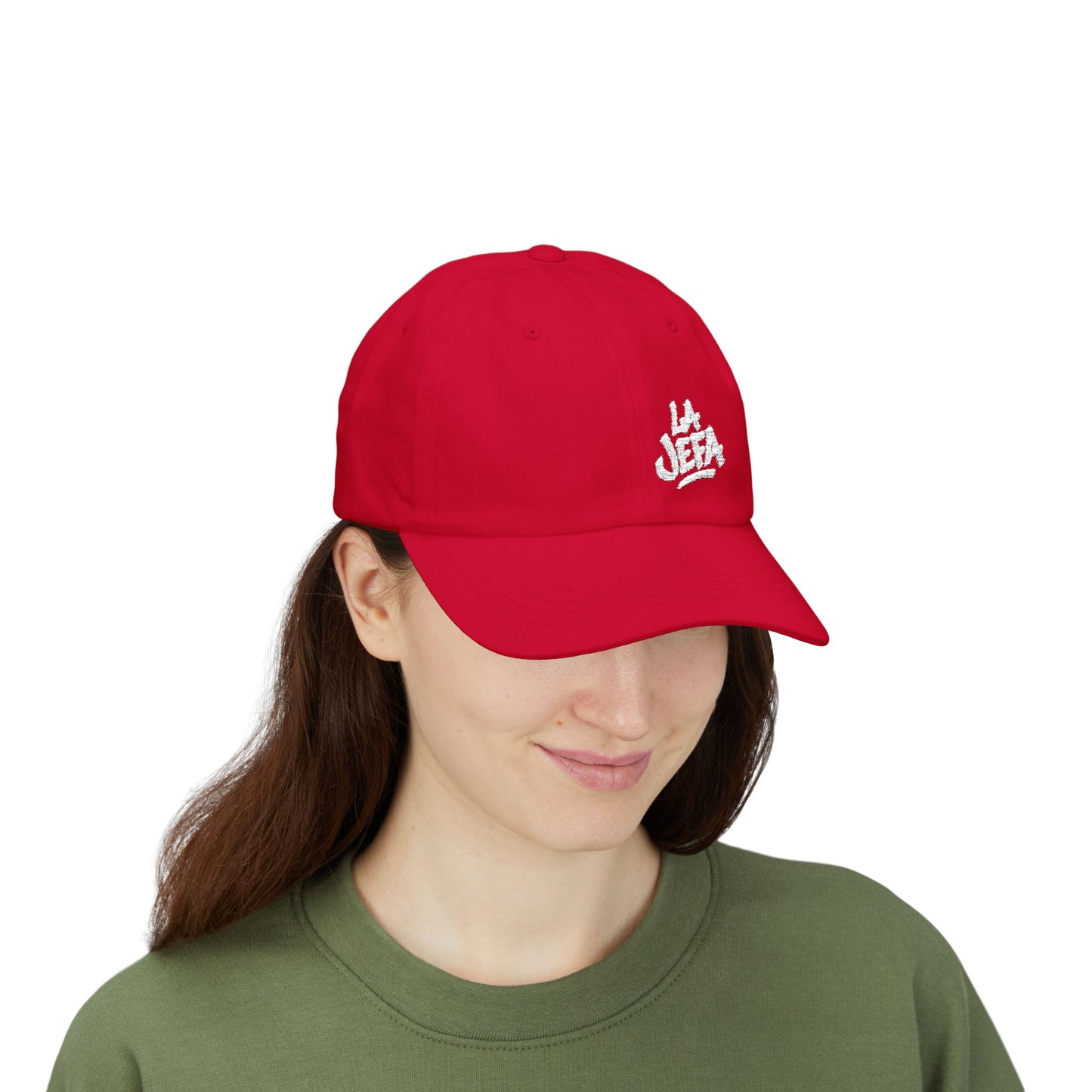 La Jefa Embroidered Classic Dad Hat – Bold Latina Boss Hat for Confident Women, Statement Streetwear, and Jefa Energy. White Letters