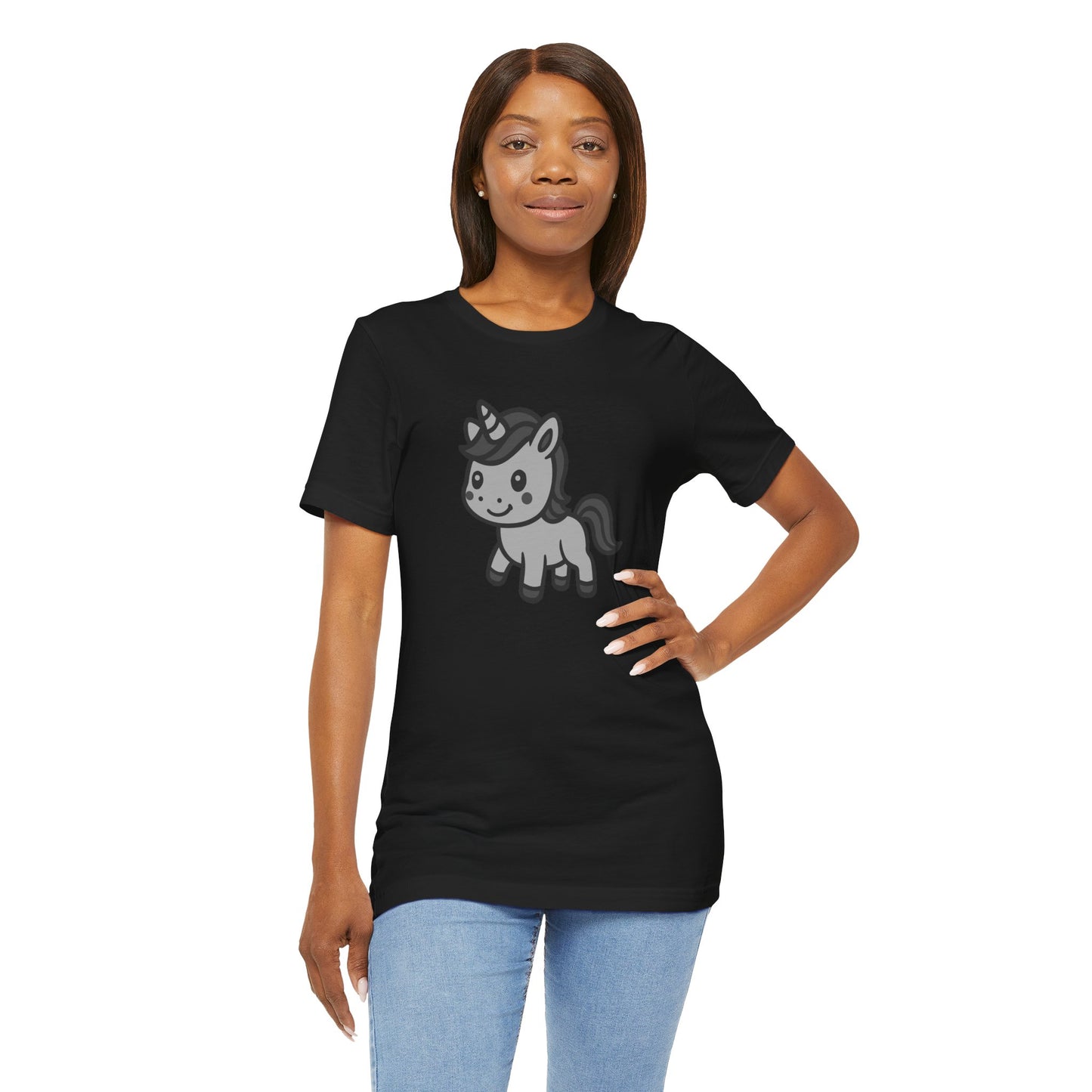 Cute Unicorn Graphic Tee Dark Theme – Kawaii Vector Design with Whimsical Charm
