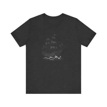 Pirate Ship Graphic Tee Dark Theme – Bold Vector Design with Ghostly Ocean Vibes
