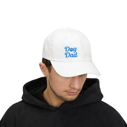 Dog Dad Classic Dad Hat – Embroidered Minimalist Dog Face Hat for Proud Pet Dads and Canine Companions. Blue Letters