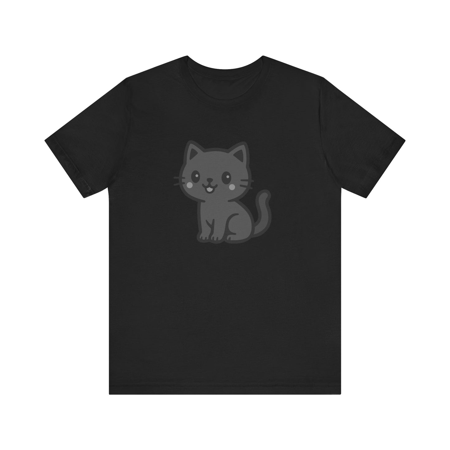 Cute Cat Graphic Tee Dark Theme – Kawaii Vector Design for Cat Lovers with Subtle Style