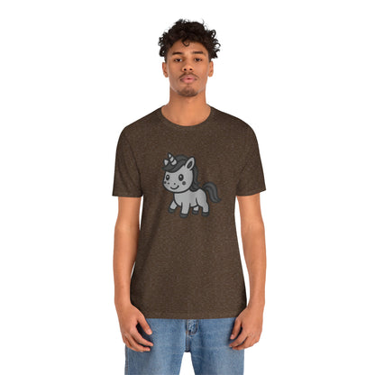 Cute Unicorn Graphic Tee Dark Theme – Kawaii Vector Design with Whimsical Charm