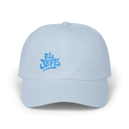 El Jefe Classic Dad Hat – Embroidered Bold Text Hat for Boss Energy, Leadership Style, and Latin Flair. Blue Letters