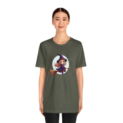 Cute Witch on a Broom Halloween Shirt – Adorable Flying Witch Graphic Tee for Kids and Magic Lovers