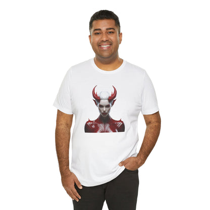 Fierce Devil Woman Halloween Shirt – Seductive Demon Graphic Tee for Bold Halloween Style