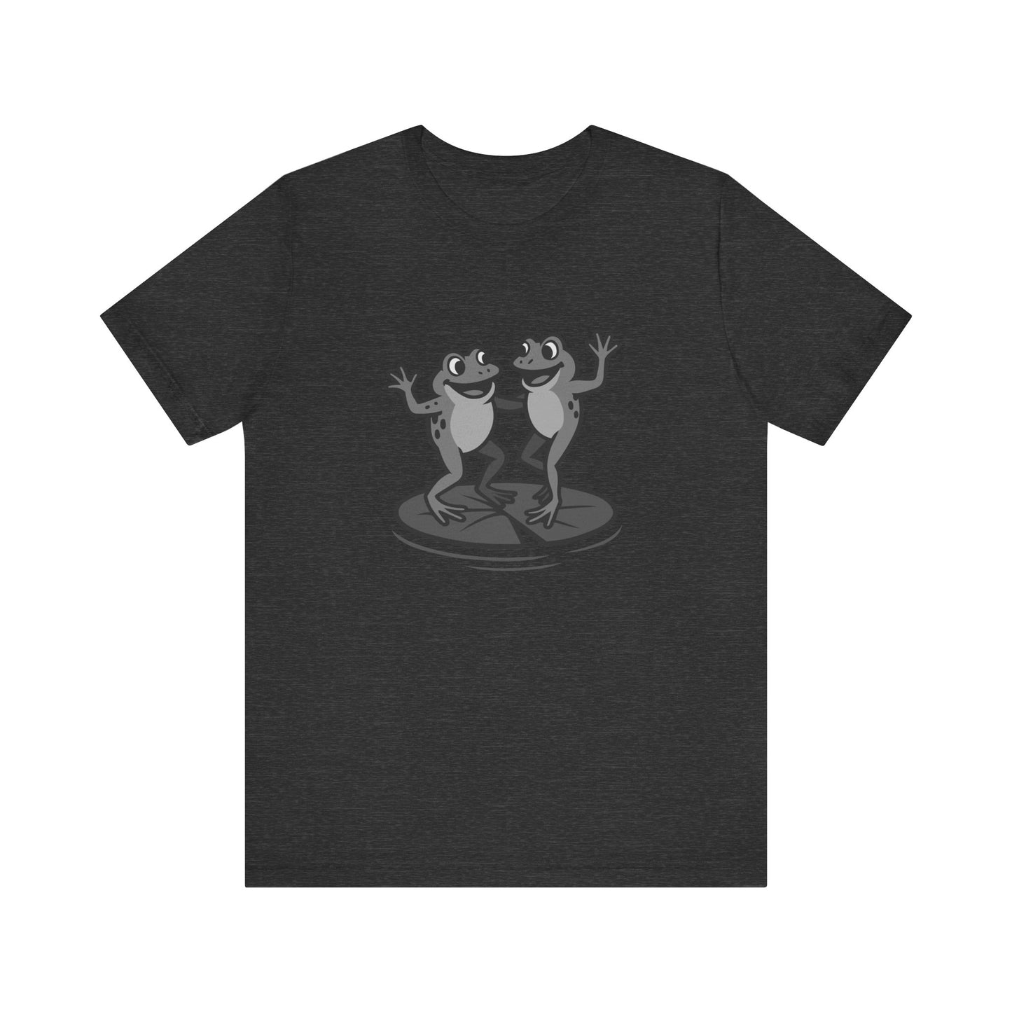 Dancing Frogs Graphic Tee Dark Theme – Funny Frog Duo Vector Design with Playful Energy