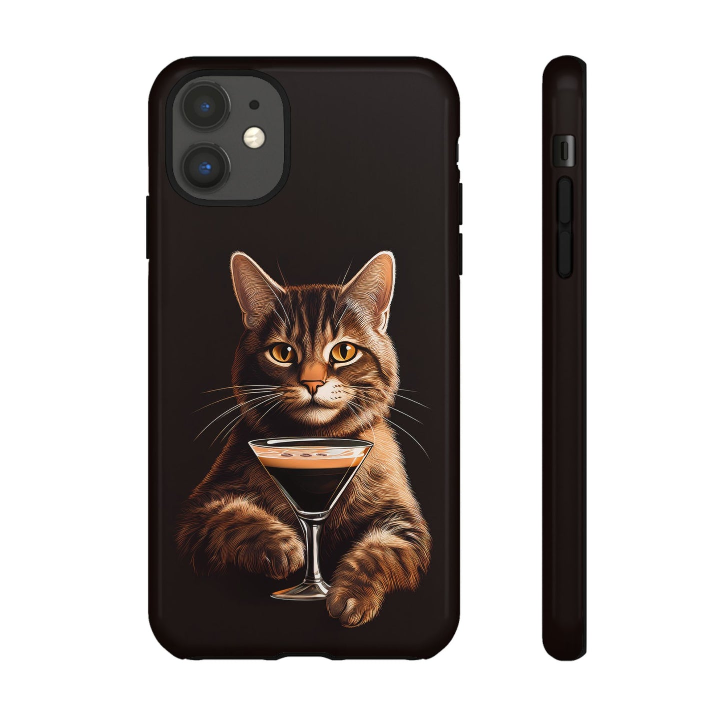 Sophisticated Cat with Espresso Martini Cell Phone Case 001