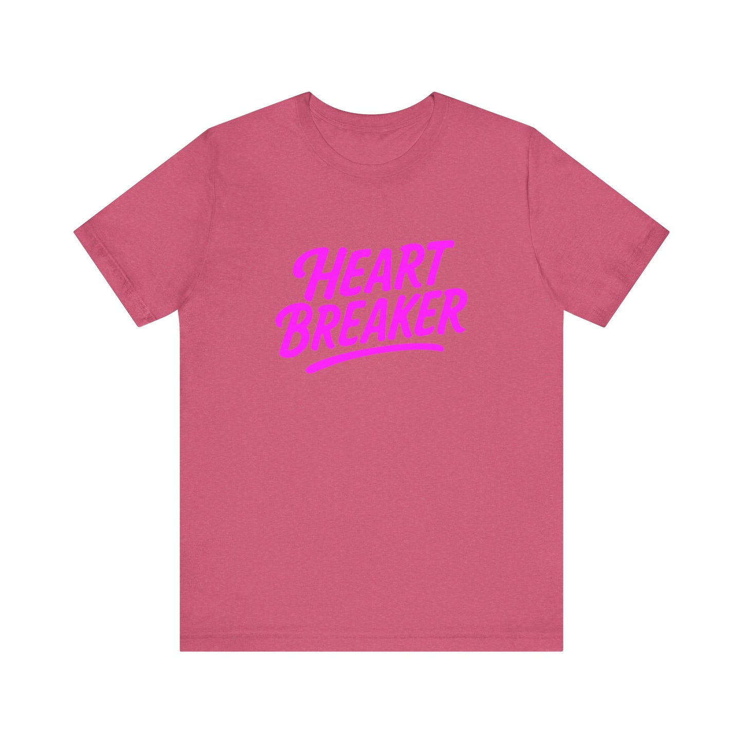Colorful Design Heartbreaker Shirt – Neon Pink Retro Script Tee for Bold Women with Savage Energy. Unisex Jersey Short Sleeve Tee