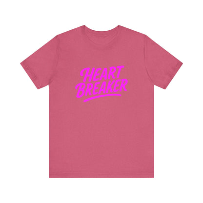 Colorful Design Heartbreaker Shirt – Neon Pink Retro Script Tee for Bold Women with Savage Energy. Unisex Jersey Short Sleeve Tee