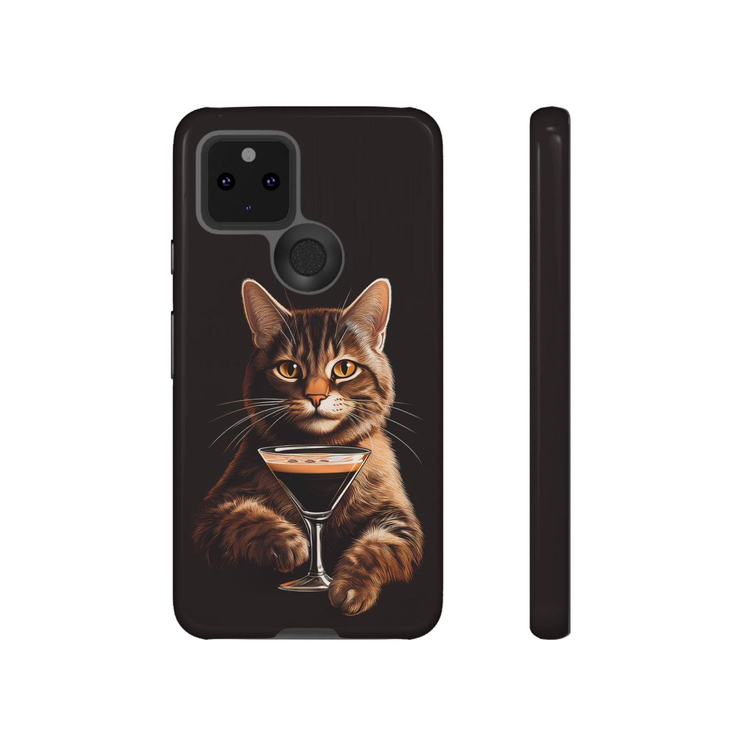 Sophisticated Cat with Espresso Martini Cell Phone Case 001