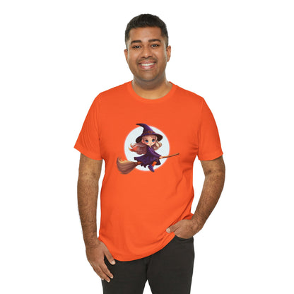 Cute Witch on a Broom Halloween Shirt – Adorable Flying Witch Graphic Tee for Kids and Magic Lovers