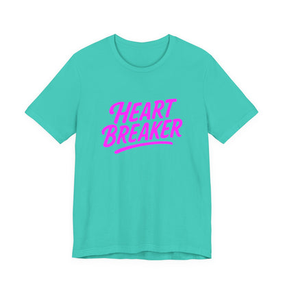 Colorful Design Heartbreaker Shirt – Neon Pink Retro Script Tee for Bold Women with Savage Energy. Unisex Jersey Short Sleeve Tee