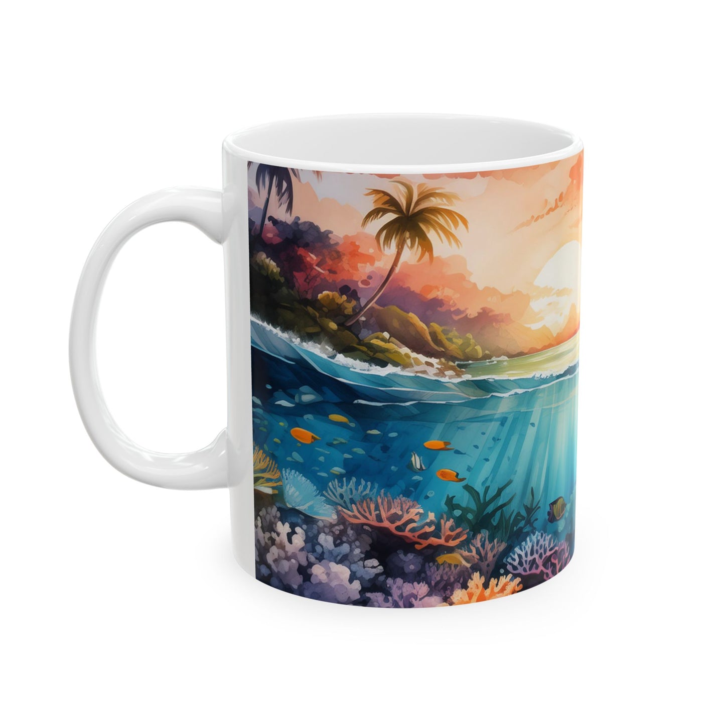 Above and Below Watercolor Ceramic Mug, (11oz, 15oz)