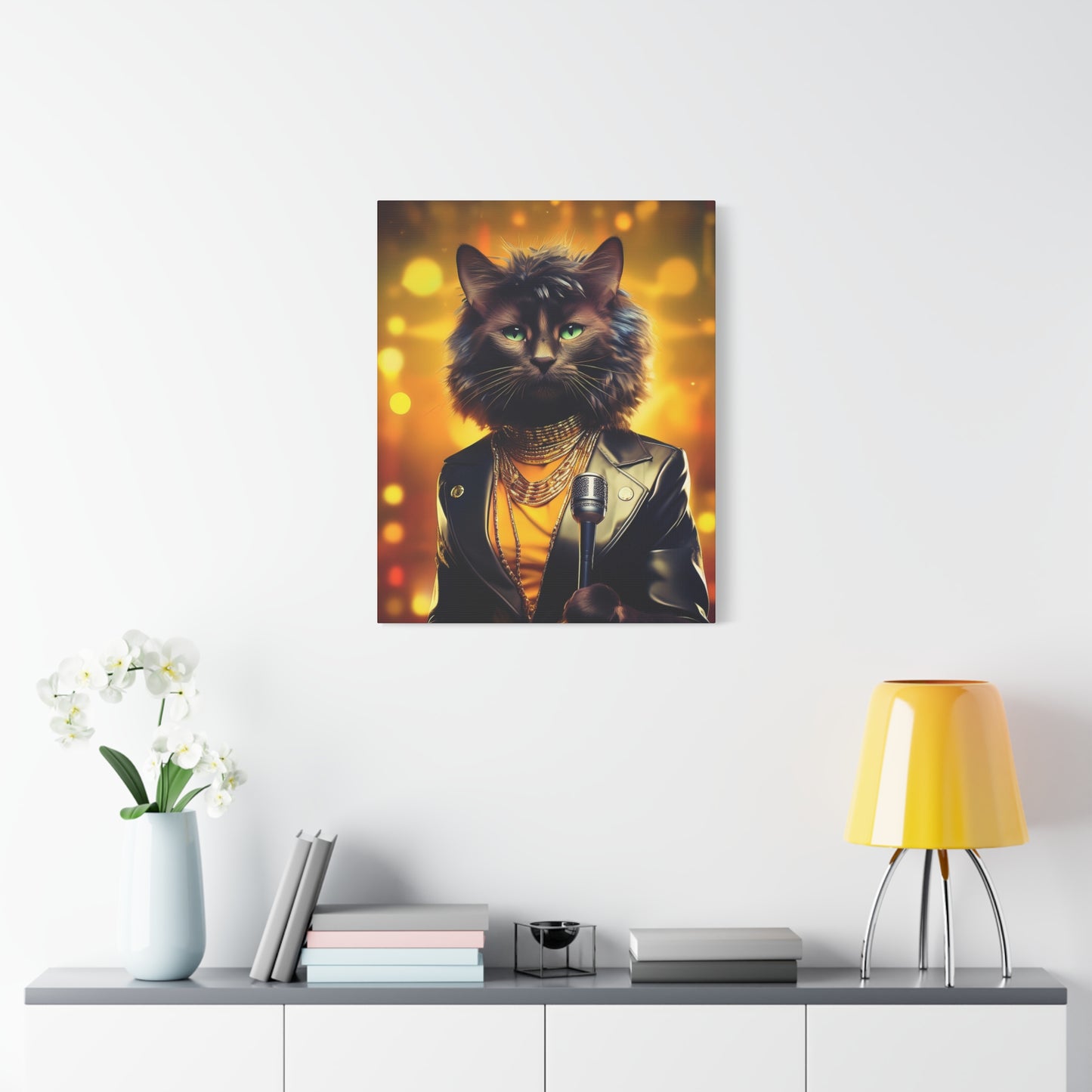 Purr-fectly Cool Lounge Cat Canvas Art | Stretched Matte Wall Decor 001