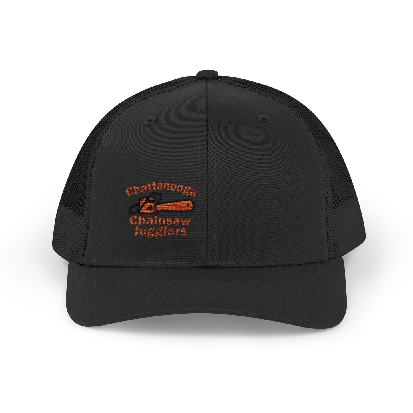 Chattanooga Chainsaw Jugglers Trucker Hat – Embroidered Retro Circus Chaos Hat with Dangercore Energy