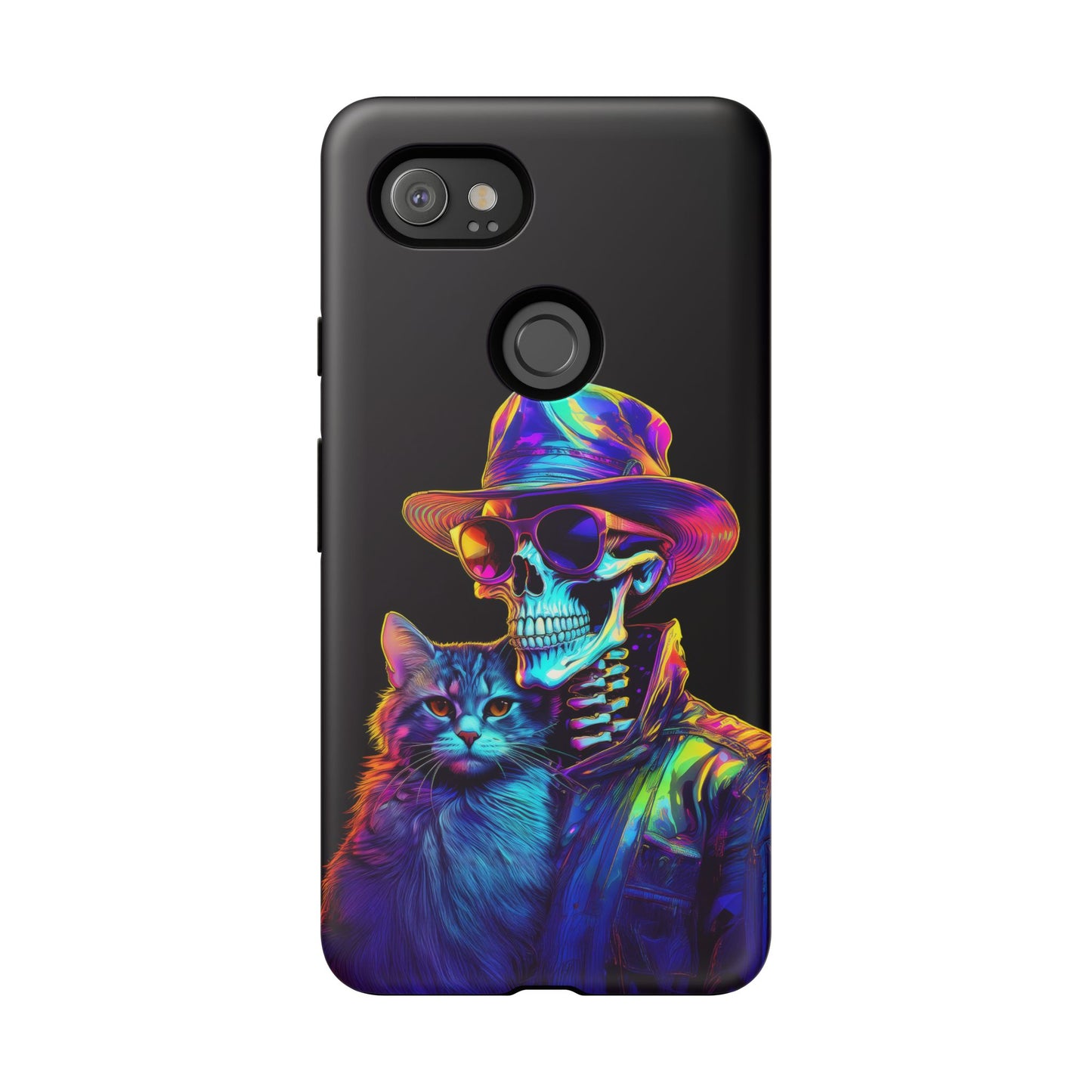 Skeleton holding a Cat Cell Phone Case 002