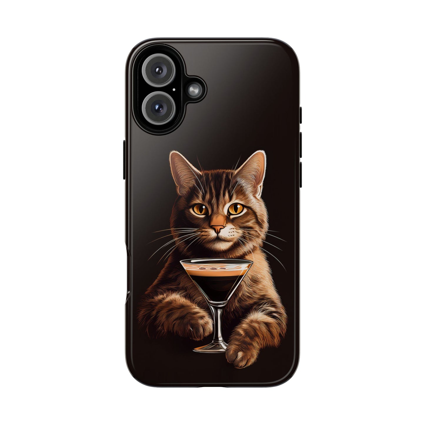 Sophisticated Cat with Espresso Martini Cell Phone Case 001