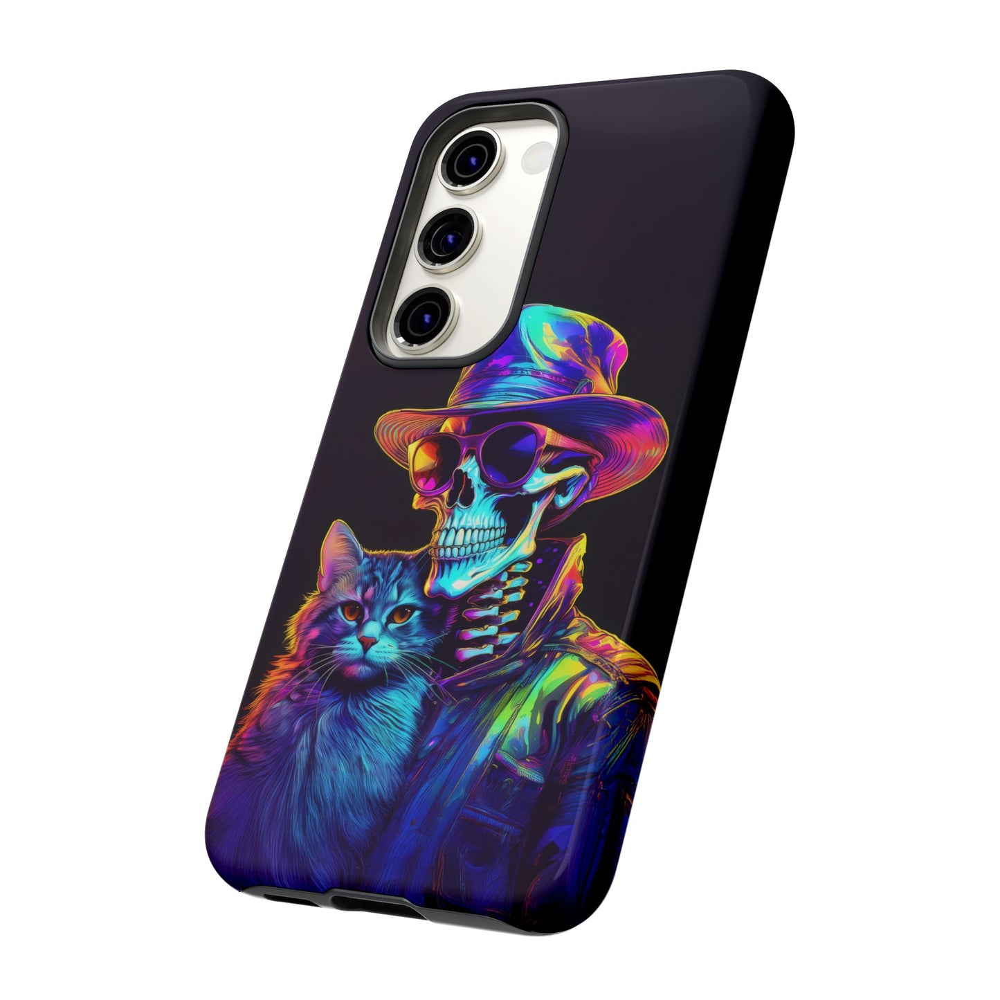 Skeleton holding a Cat Cell Phone Case 002