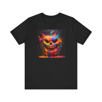 Neon Splatter Pumpkin Halloween Shirt – Vibrant Dripping Jack-o’-Lantern Graphic Tee for Bold Spooky Style