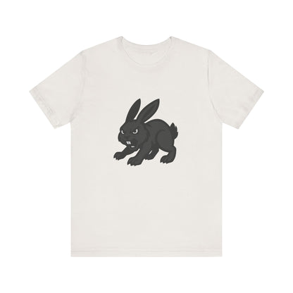 Angry Bunny Graphic T-Shirt – Fierce Black Rabbit Dark Theme Design on Dark Tee for Streetwear, Gym Style, or Bold Animal Aesthetic. Unisex Jersey Short Sleeve Tee