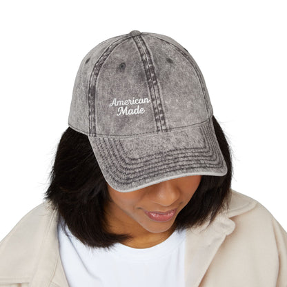 American Made Vintage Hat – Embroidered Patriotic Hat with Retro Script for USA Pride and Everyday Freedom