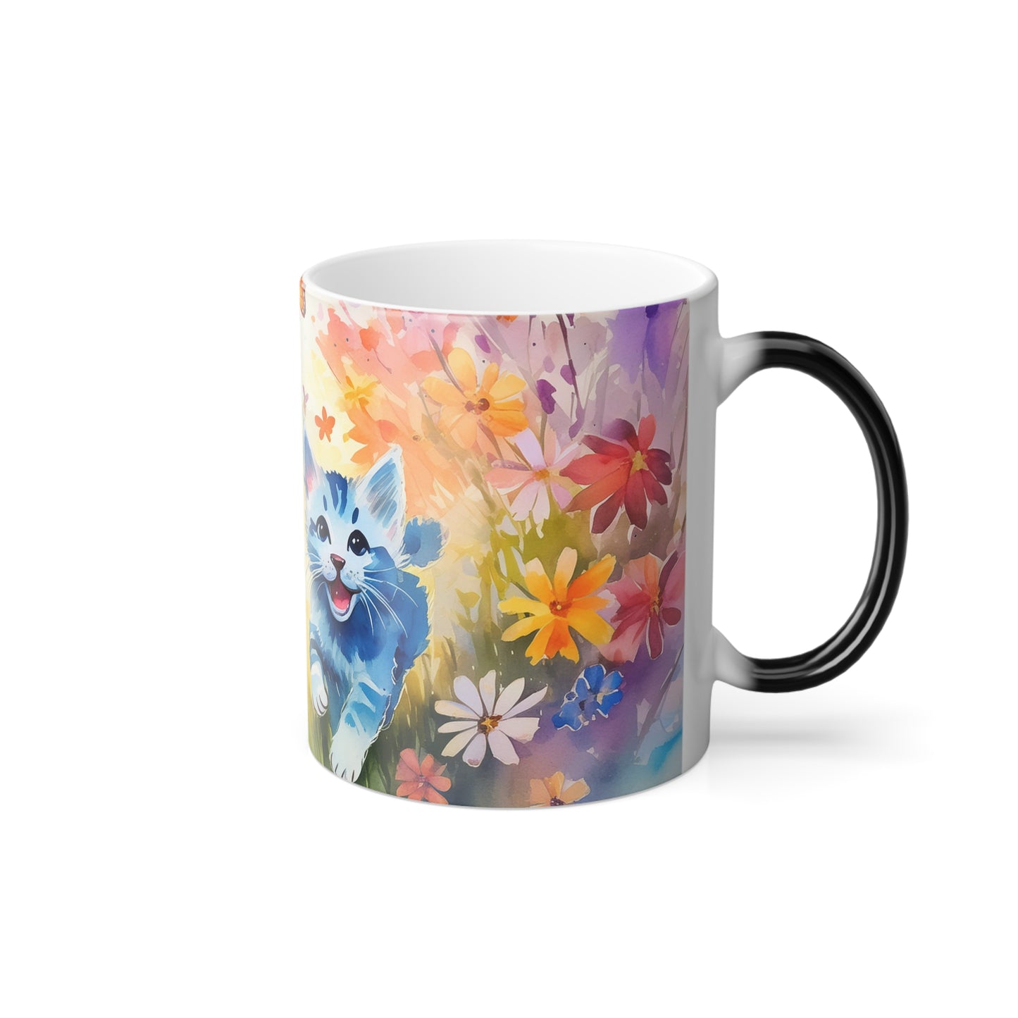 Kittens Chasing Butterflies Color Morphing Mug, 11oz