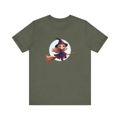 Cute Witch on a Broom Halloween Shirt – Adorable Flying Witch Graphic Tee for Kids and Magic Lovers