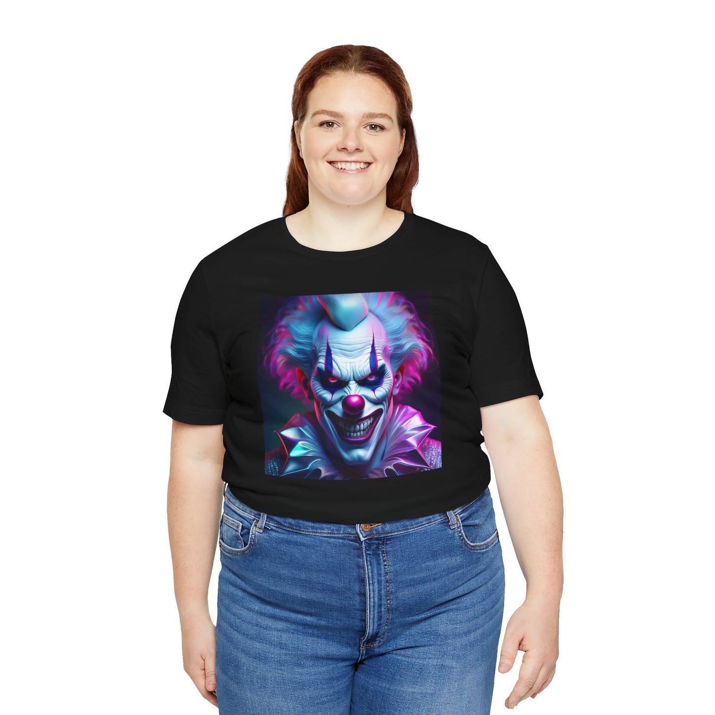 Scary Clown Halloween Shirt – Creepy Evil Clown Face Graphic Tee for Horror Fans. Unisex Jersey Short Sleeve Tee