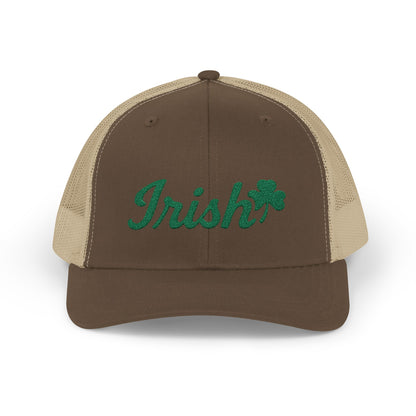 Irish Trucker Hat – Green Shamrock Hat with Script Embroidery for St. Patrick’s Day and Irish Pride