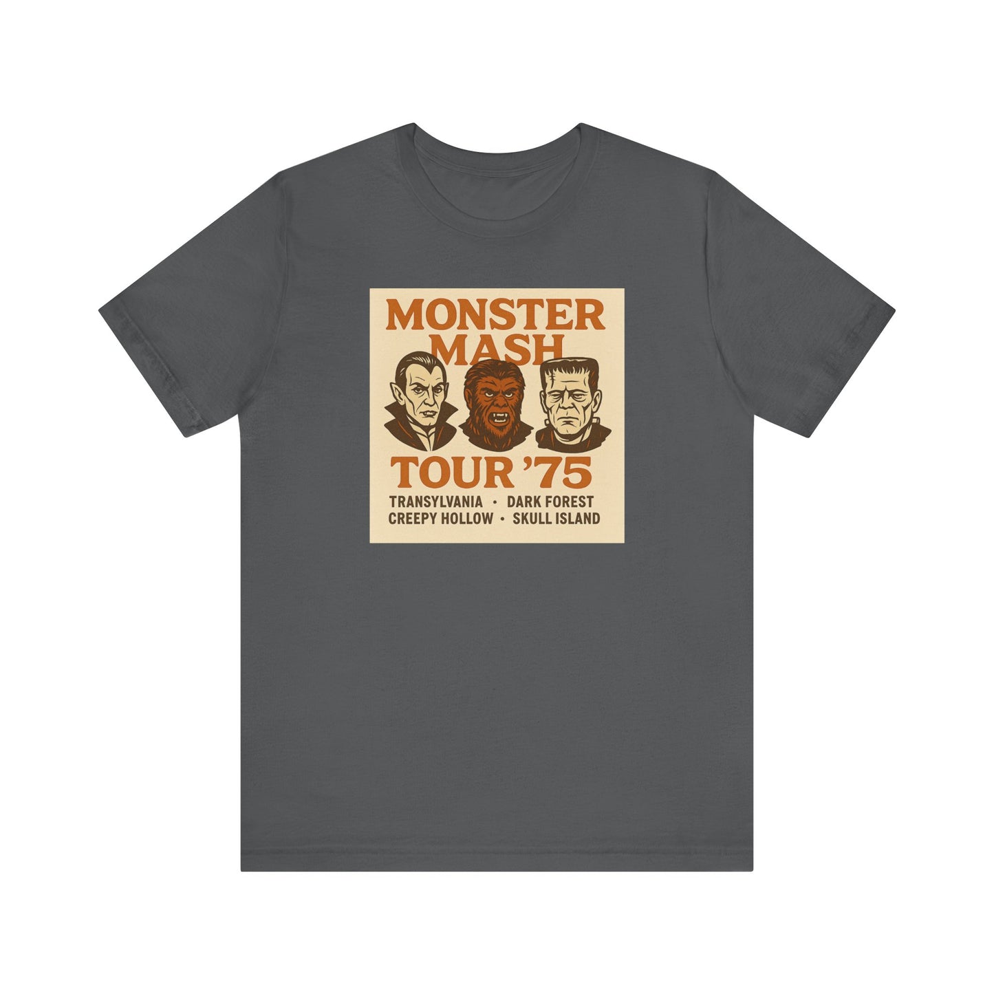 Monster Mash Tour '75 Halloween Shirt – Vintage Horror Band Tee Featuring Dracula, Wolfman, Frankenstein