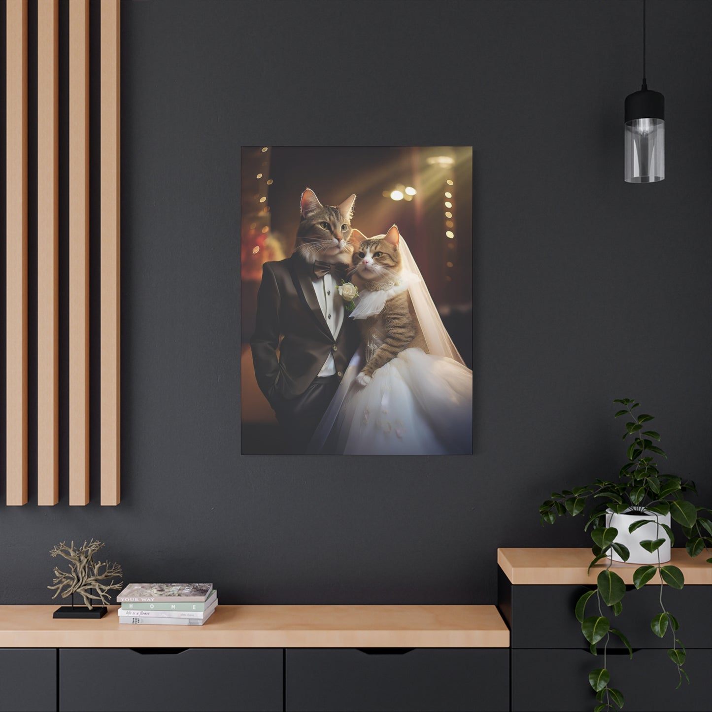 Cat Wedding Day Canvas Art | Stretched Matte Wall Decor 002