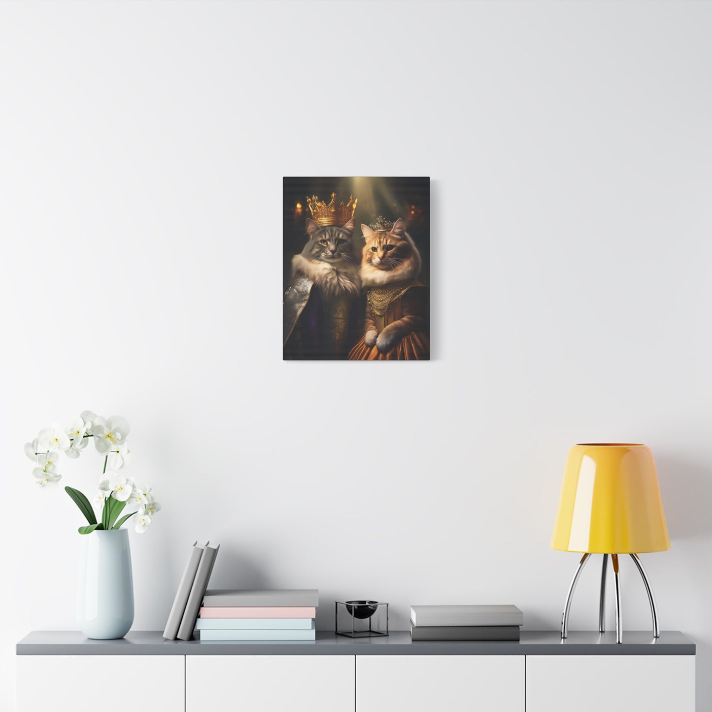 The Royal King and Queen of Meowsington Canvas Art | Stretched Matte Wall Decor 001