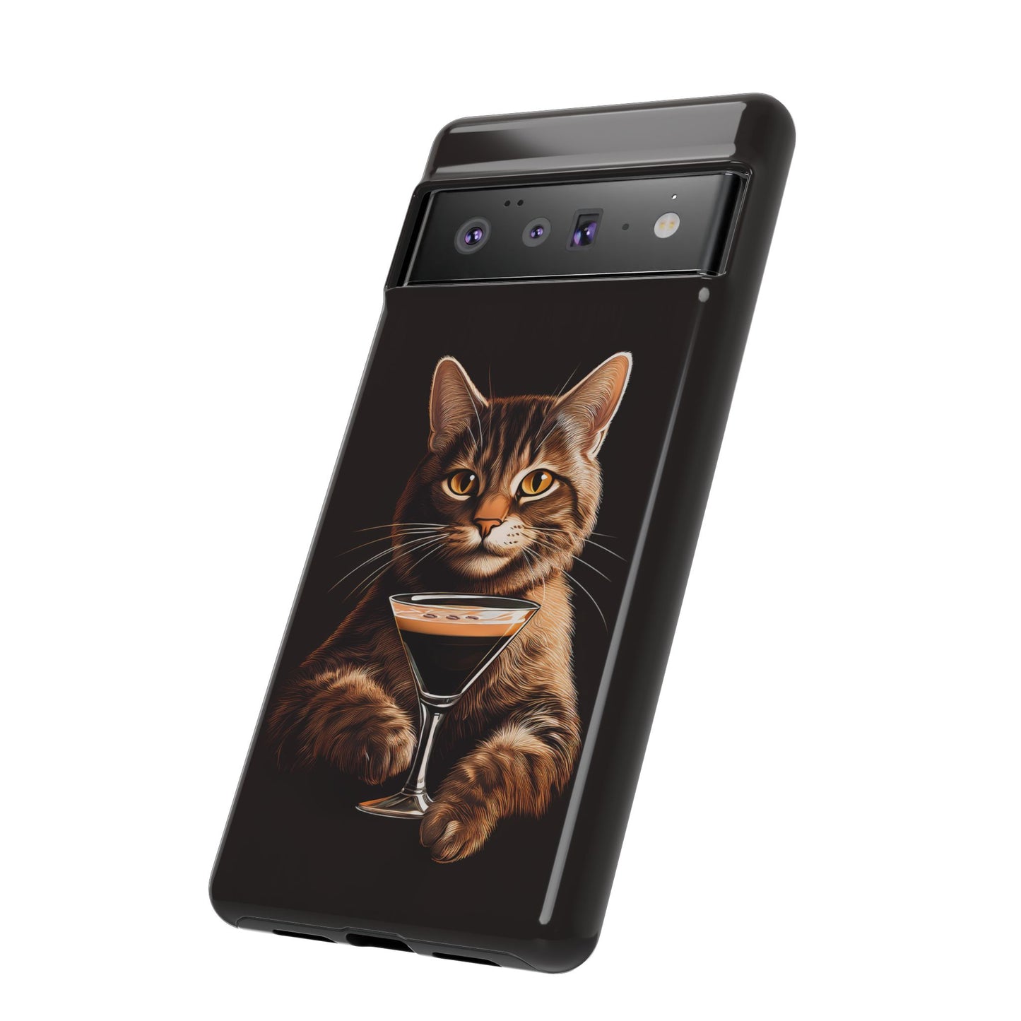 Sophisticated Cat with Espresso Martini Cell Phone Case 001