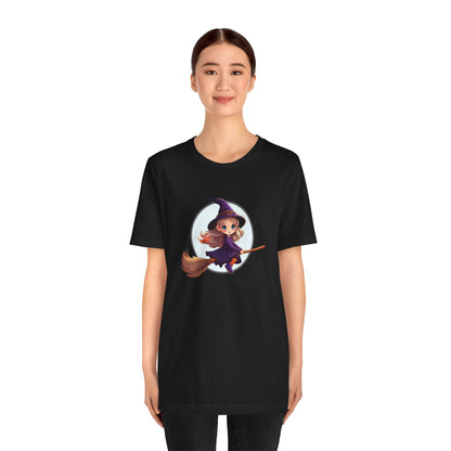 Cute Witch on a Broom Halloween Shirt – Adorable Flying Witch Graphic Tee for Kids and Magic Lovers