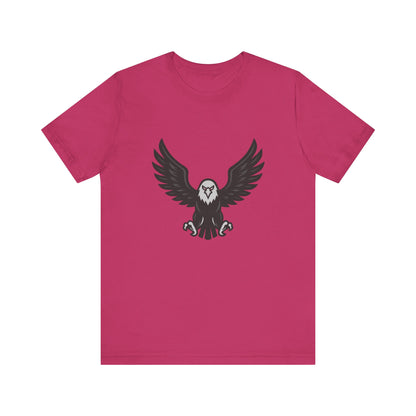 Eagle Wings Graphic T-Shirt – Dark Theme Grayscale Soaring Predator Design on Black Tee with Intensity and Modern Ghost Effect. Unisex Jersey Short Sleeve Tee