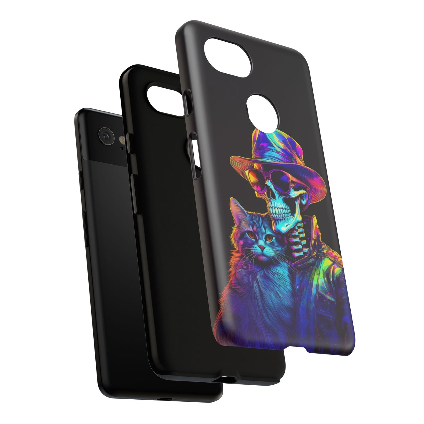 Skeleton holding a Cat Cell Phone Case 002