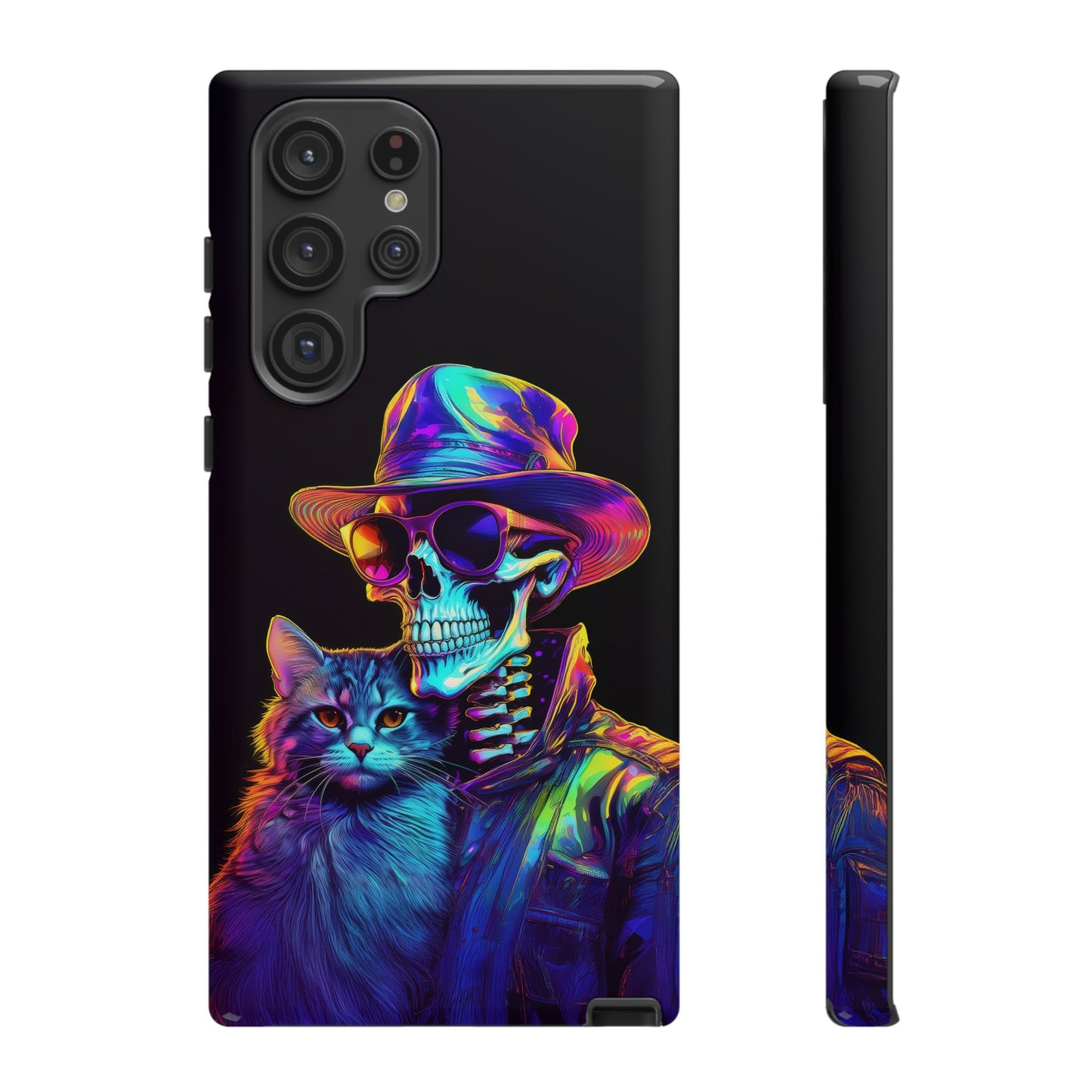 Skeleton holding a Cat Cell Phone Case 002