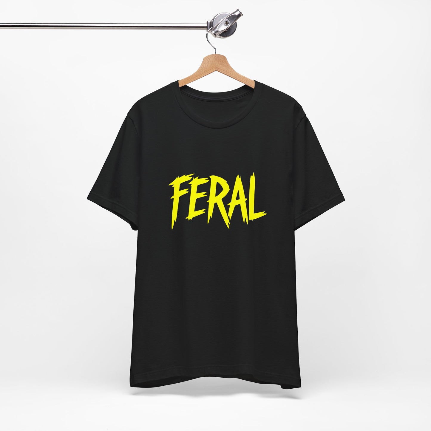 Colorful Design FERAL Shirt – Bright Yellow Chaos Tee for Women Who Are Loud, Wild, and Loving It. Unisex Jersey Short Sleeve Tee