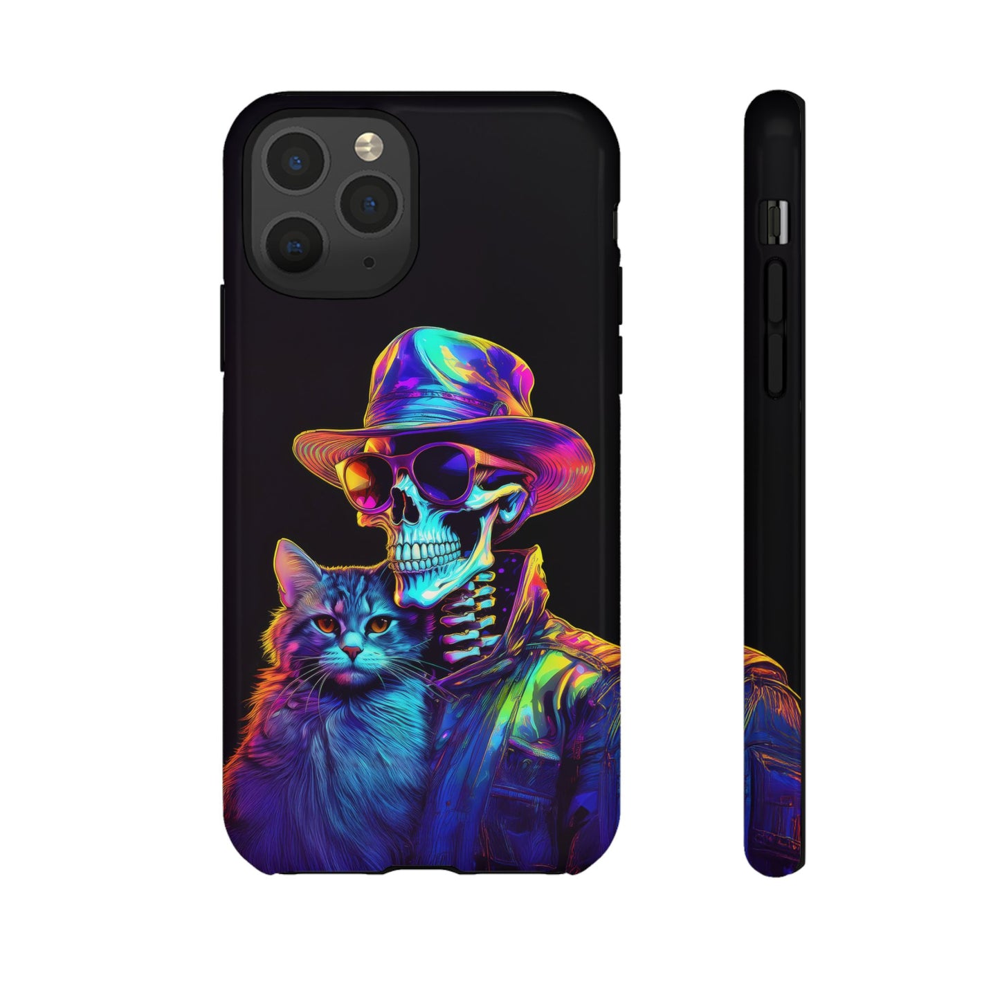 Skeleton holding a Cat Cell Phone Case 002