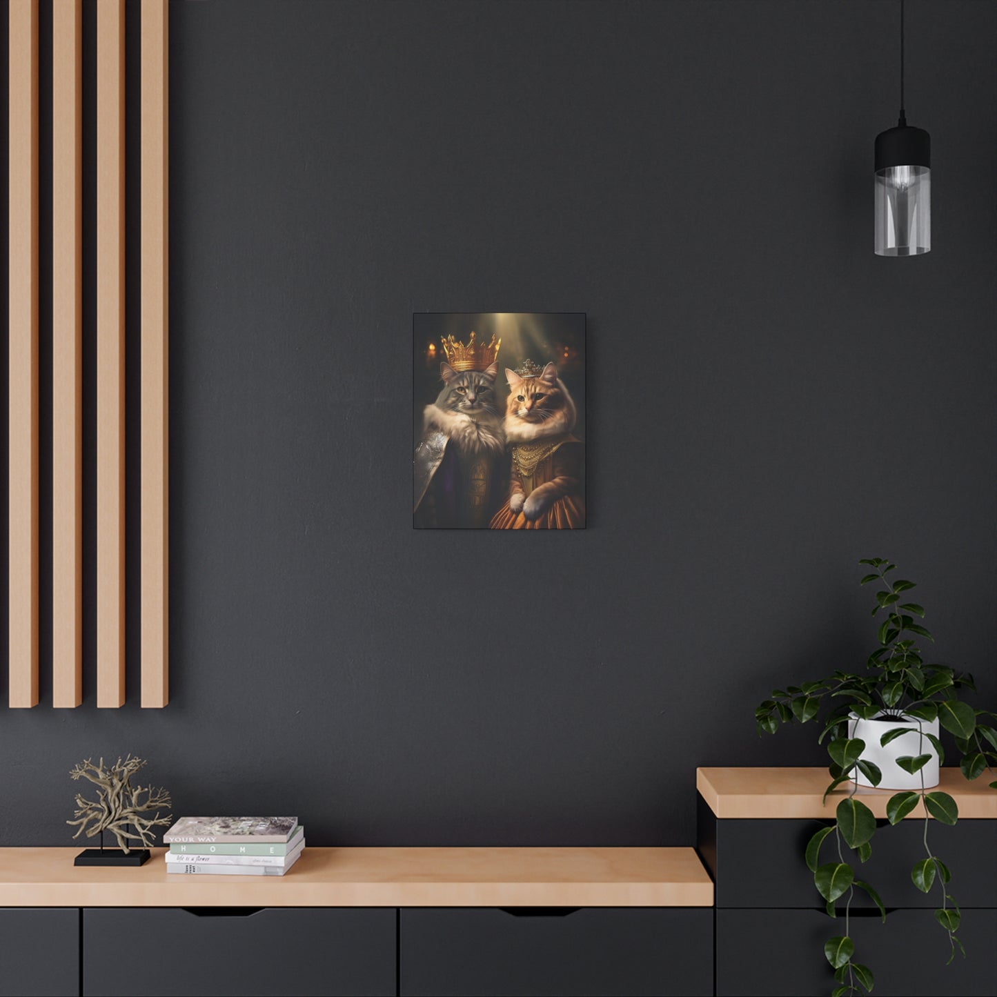 The Royal King and Queen of Meowsington Canvas Art | Stretched Matte Wall Decor 001