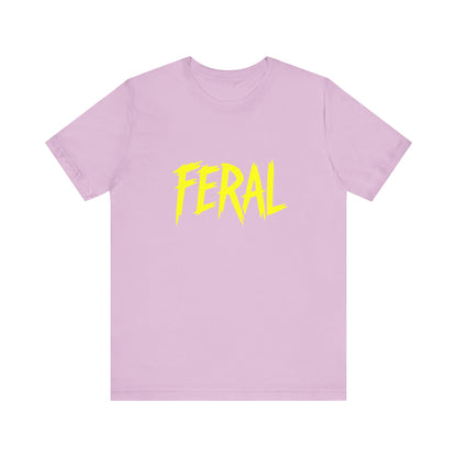Colorful Design FERAL Shirt – Bright Yellow Chaos Tee for Women Who Are Loud, Wild, and Loving It. Unisex Jersey Short Sleeve Tee