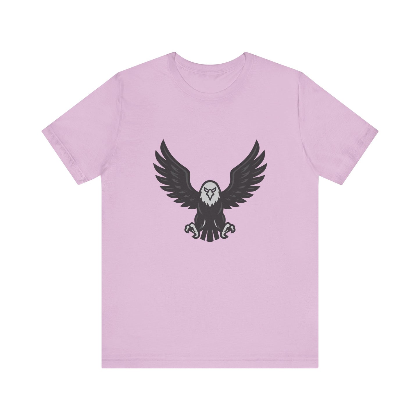 Eagle Wings Graphic T-Shirt – Dark Theme Grayscale Soaring Predator Design on Black Tee with Intensity and Modern Ghost Effect. Unisex Jersey Short Sleeve Tee