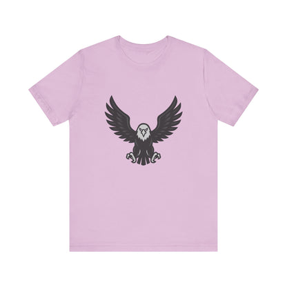 Eagle Wings Graphic T-Shirt – Dark Theme Grayscale Soaring Predator Design on Black Tee with Intensity and Modern Ghost Effect. Unisex Jersey Short Sleeve Tee