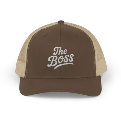 The Boss Trucker Hat – Embroidered Statement Hat for Power Moves Only. White Letters