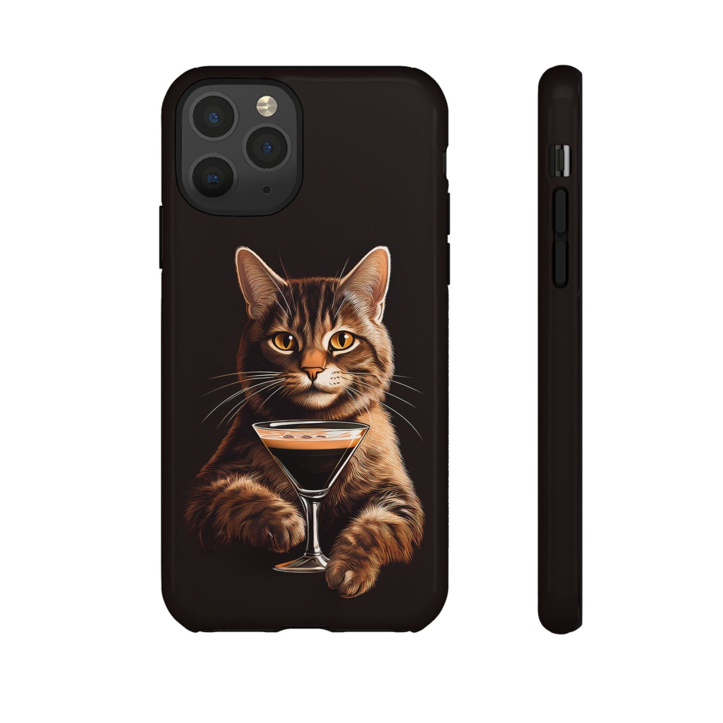 Sophisticated Cat with Espresso Martini Cell Phone Case 001