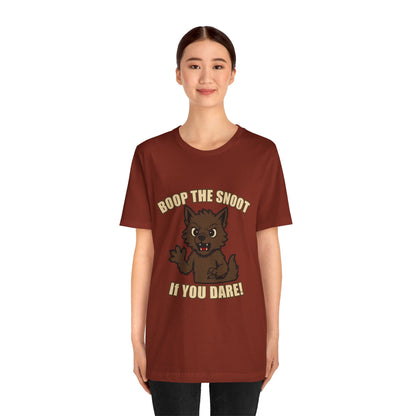 Boop the Snoot If You Dare Halloween Shirt – Funny Werewolf Halloween Graphic Unisex Jersey Short Sleeve Tee for Dog Lovers.