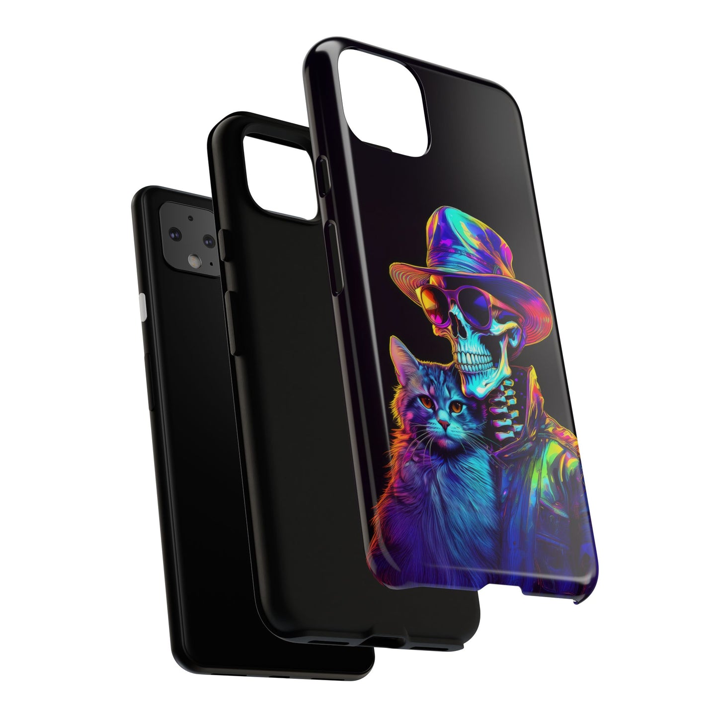 Skeleton holding a Cat Cell Phone Case 002