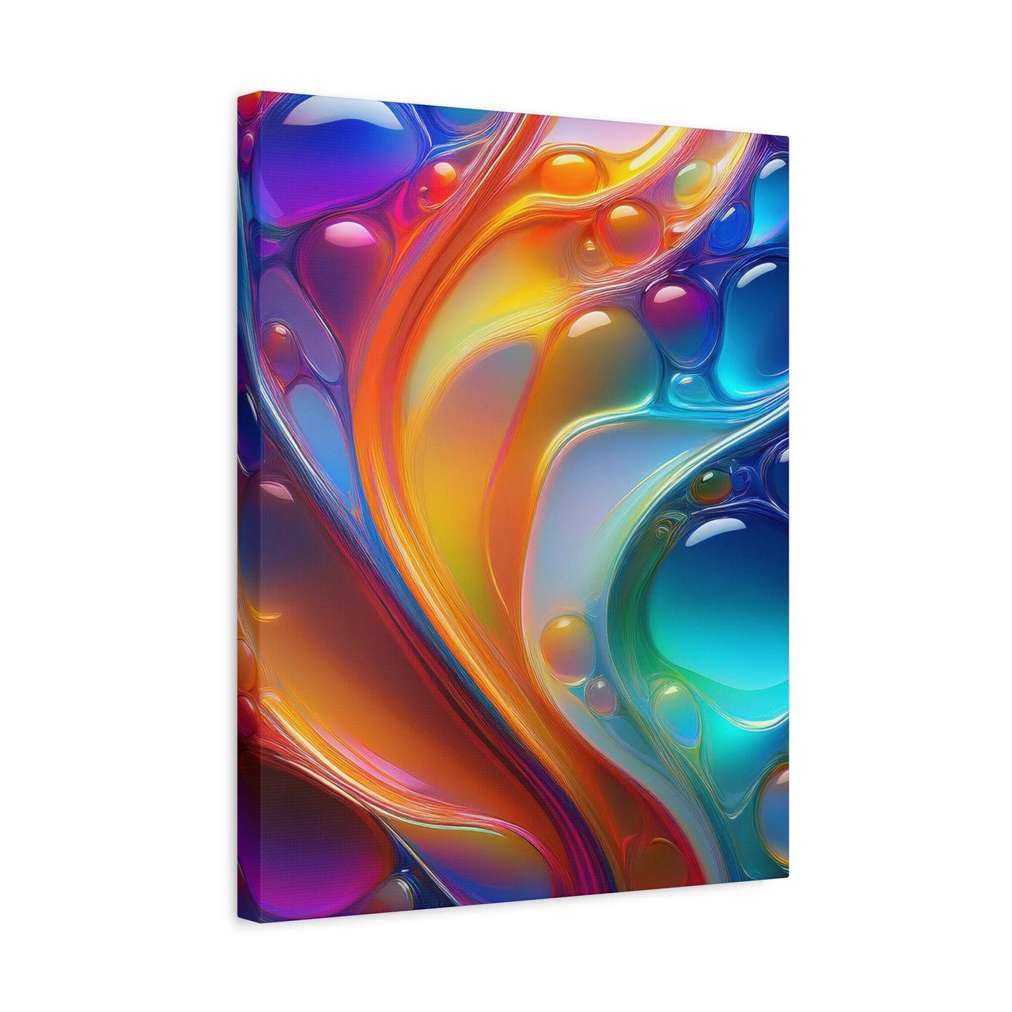 Flowing Glass Abstract Art Canvas Print - Colorful Fluid Design, Stretched Wall Decor