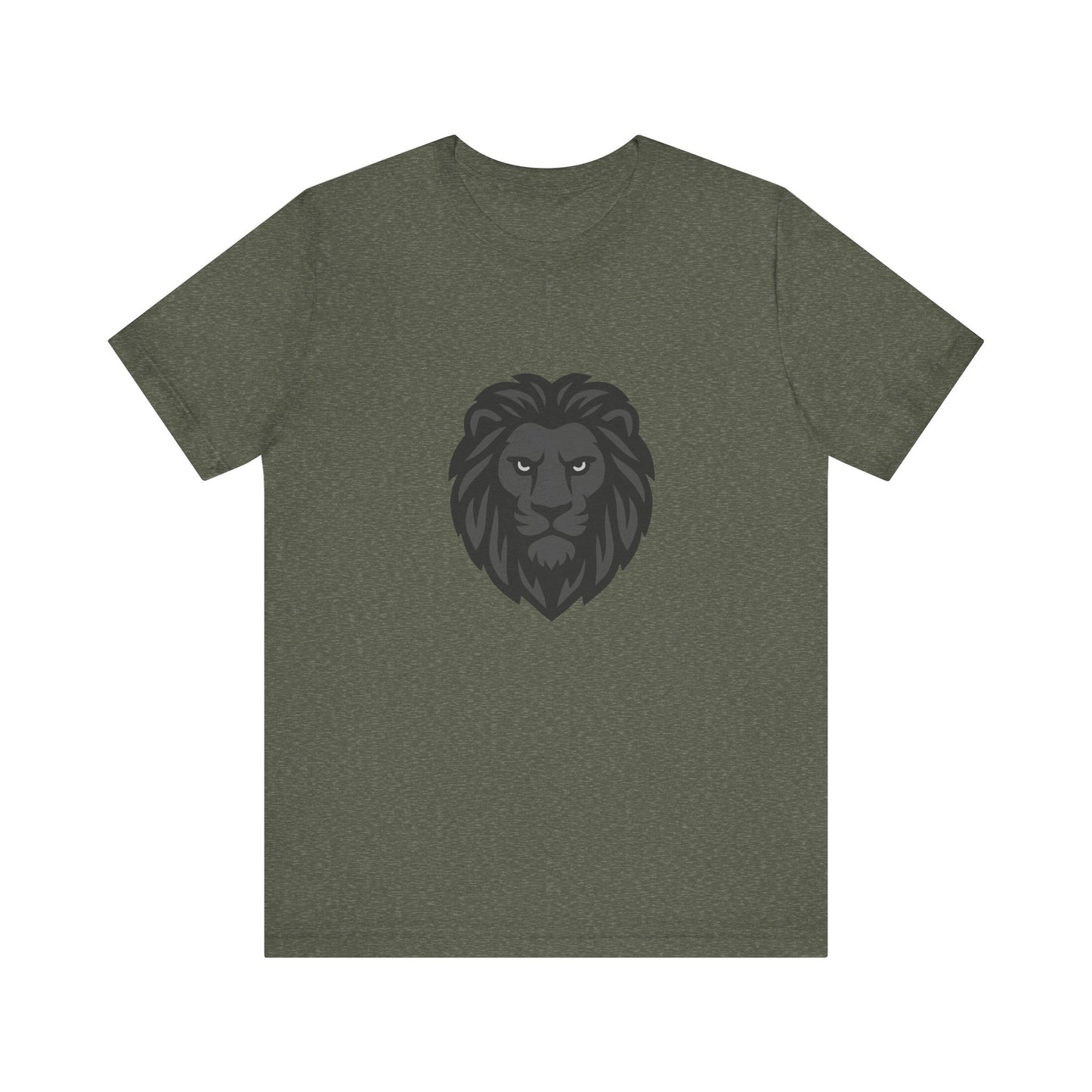 Dark Lion Graphic T-Shirt – Dark Theme Grayscale Lion Face Design on Black Tee for Strength, Confidence, and Modern Ghost Effect Style. Unisex Jersey Short Sleeve Tee